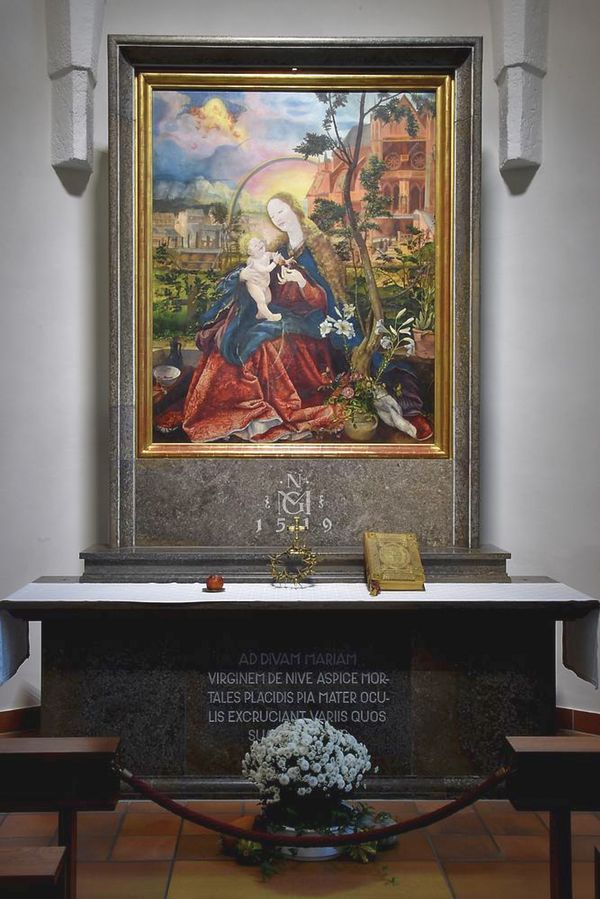 Das Gemälde der berühmten Stuppacher Madonna von Maler und Grafiker Matthias Grünewald aus dem 16. Jhd. Foto: Karlheinz Thürauf und C. Rother 