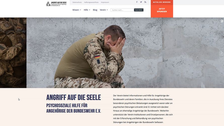 Der Verein "Angriff auf die Seele" hat sein Internet-Angebot gründlich überarbeitet. Screenshot: DBwV