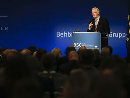 Europa spielt bei der Berlin Security Conference natürlich immer eine wichtige Rolle - hier spricht Michel Barnier, der für die EU-Kommission die Brexit-Verhandlungen führt. Foto: dpa
