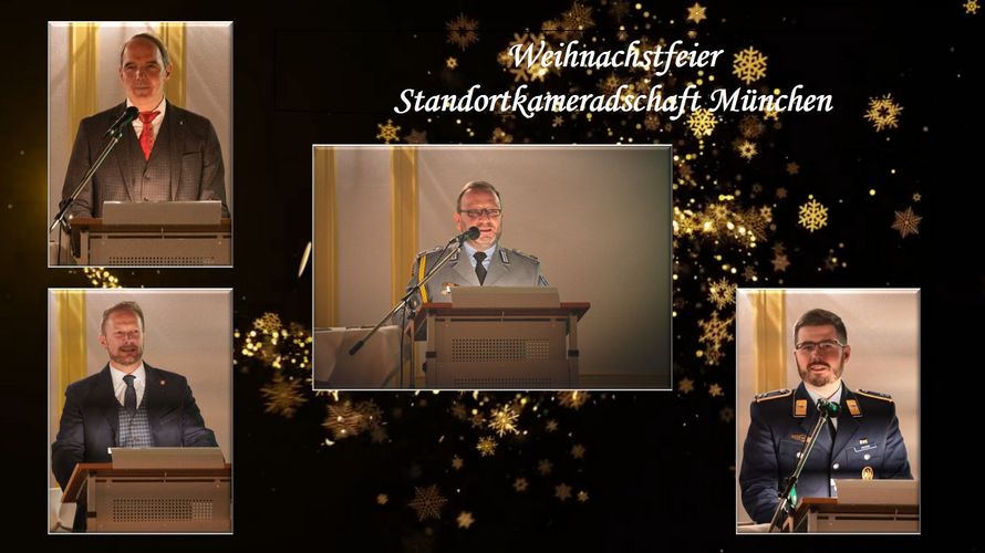 Bei der Weihnachtsfeier der StoKa UniBw München schauten Vorsitzender Hauptfeldwebel Mirko Lange und die Grußwortredner von UniBw und BundeswehrVerband auf Erfolge des zu Ende gehenden und die Herausforderungen des kommenden Jahres. Foto: Steffen Scholz/IK