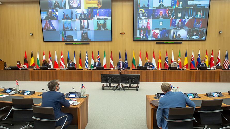 Die Außen- und Verteidigungsminister der Nato-Staaten bereiteten am Dienstag in Videokonferenzen das bevorstehende Gipfeltreffen der Staats- und Regierungschefs vor. Foto: Nato.int