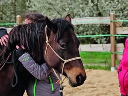 Auf dem Therapiehof von Claudia Swierczek (r.), der sich heute in Alt Jabel befindet, kann die an PTBS erkrankte Kerstin Brandt entspannen. Foto: Therapiehof Swierczek