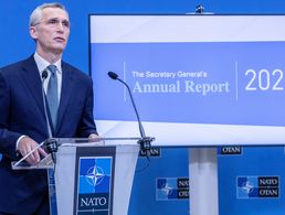 Nato-Generalsekretär Jens Stoltenberg sprach in seinem Bericht u.a. über die Verteidigungsausgaben der Bündnispartner, wichtige Modernisierungen sowie die zukünftige Ausrichtung der Nato. Foto: Nato