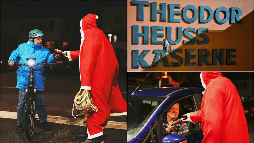 Der Nikolaus mit seinen Helfern bereitete Beschäftigten und Soldaten der Theodor-Heuss-Kaserne Stuttgart eine freudige Überraschung. Foto: Ralf Pieper