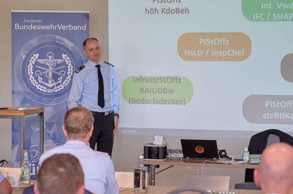 Oberstleutnant Andreas Eickner vom BAPersBw sprach zur aktuellen Personalentwicklung. Foto: Ingo Kaminsky